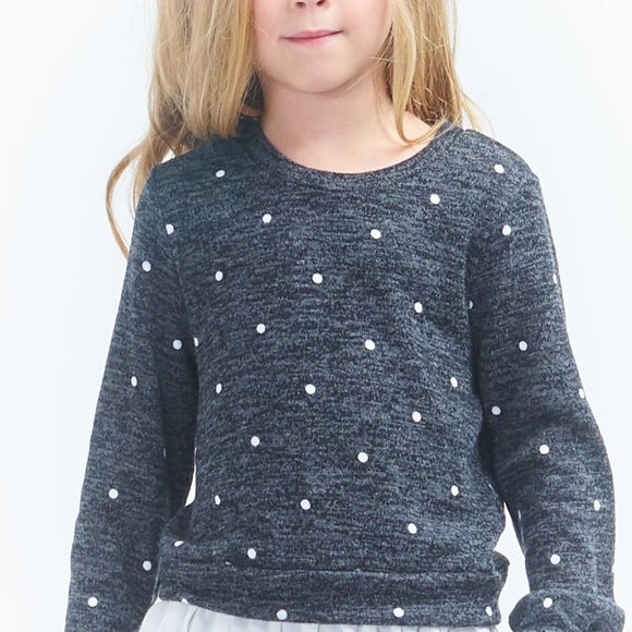 Kids Polkadot Solid Woven Top w/ Pleated Hem - Picture 4 of 5